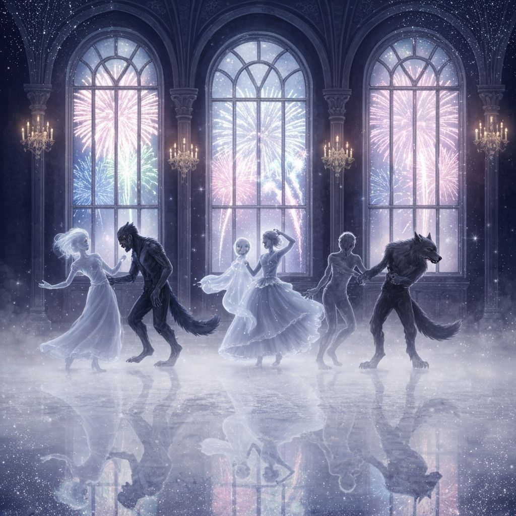 Mystical New Year's Ball with Ghosts and Zombies