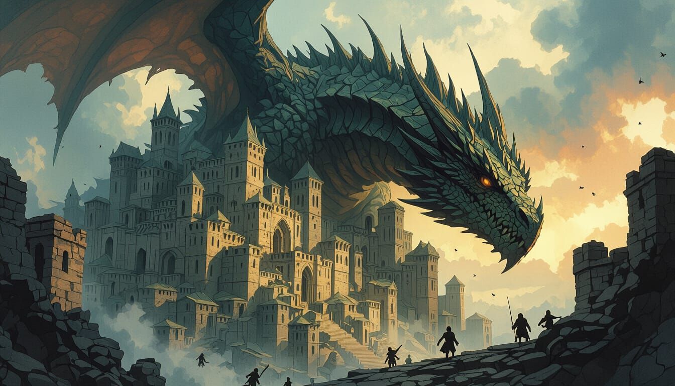 Dragon City: Fantasy Realism in Watercolor
