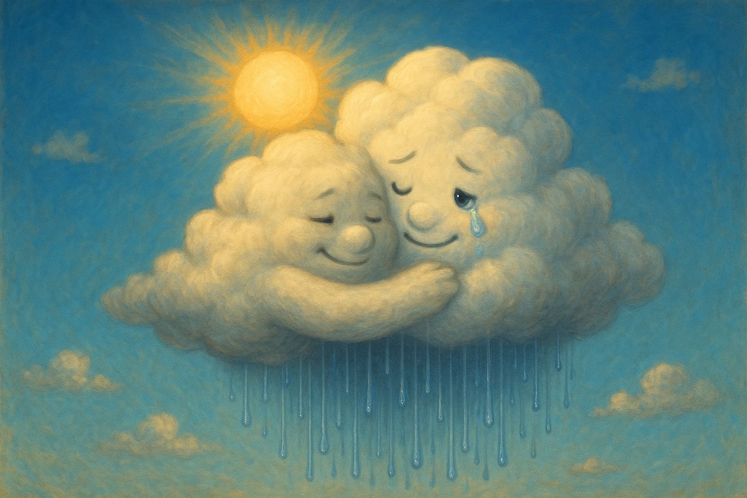 Hopeful Clouds Hugging in a Stormy Sky