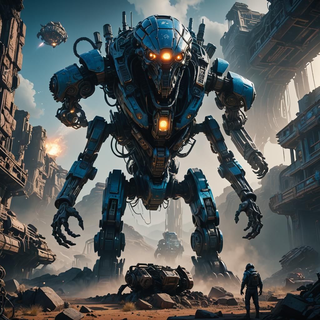 Alien Controls Machinery in Sci-Fi Ruins: UE5 Concept Art