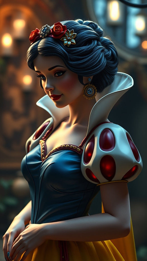 Electropunk Snow White in Epic Scene