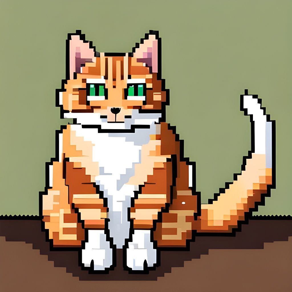 Orange Tabby Cat in 8-bit Pixel Art