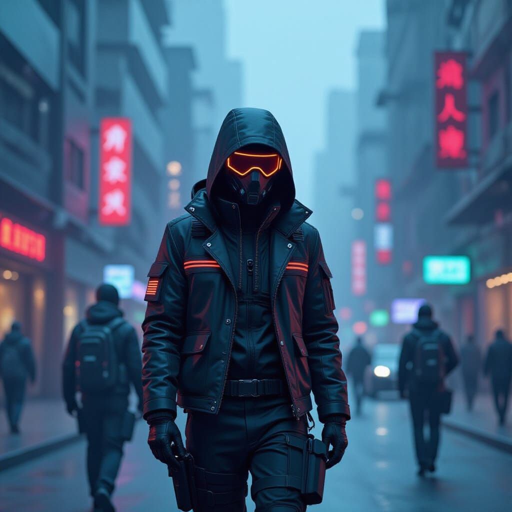 Cyberpunk Edge Runners in Dystopian Cityscape