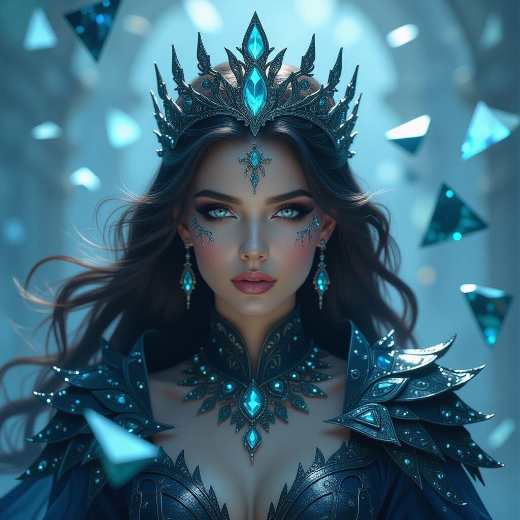 Fantasy Queen Shifting Realities with Glowing Eyes