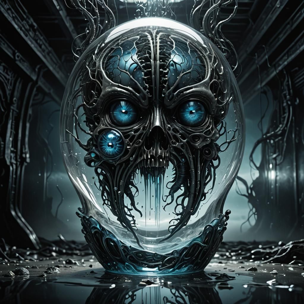 Glass 'A' with Eye and Brain in Surreal Fantasy