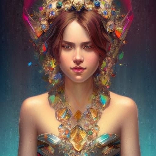 Dynamic Portrait in Art Nouveau Style