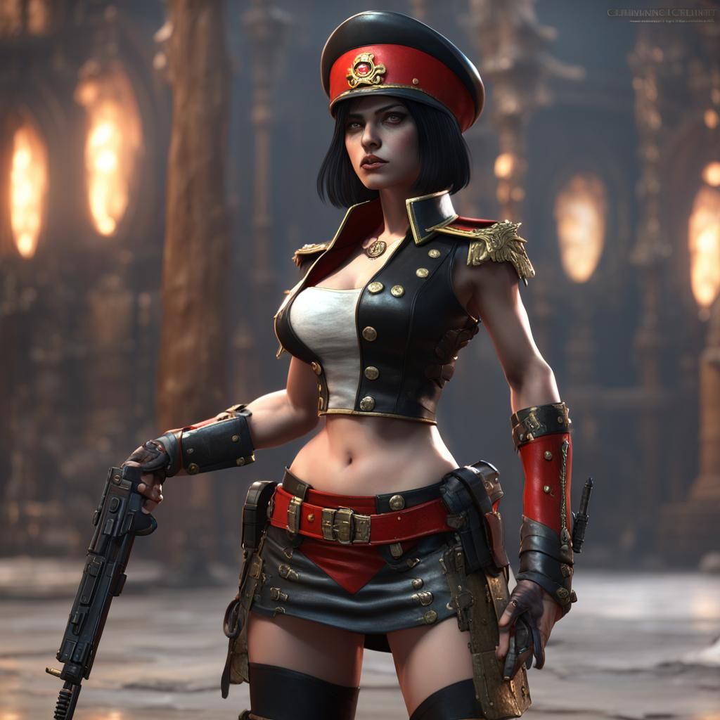 Female Commissar in Leather Bikini: 3D Rendering