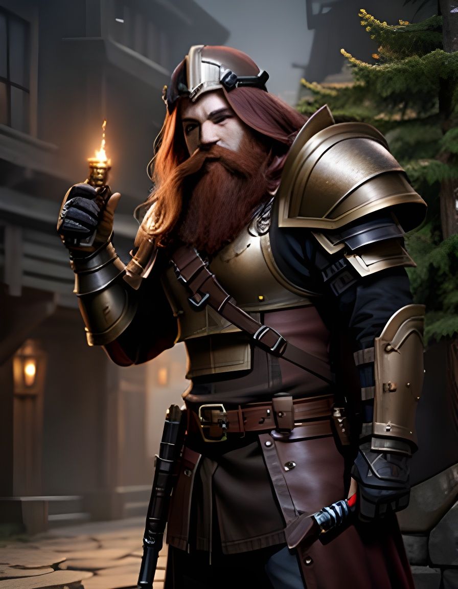 Dwarven Gunslinger with Pistol in Foggy Setting