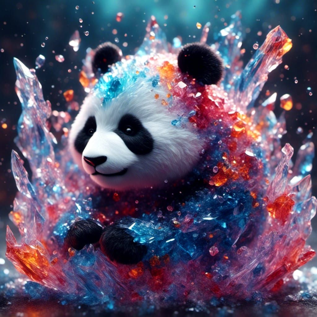 Rainbow Crystal Panda in Pastel Colors