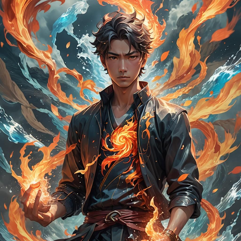 Elemental Fusion Portrait in 3D Anime Style