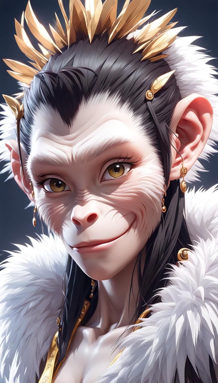 Anthropomorphic Ape Woman: 3D Anime Art
