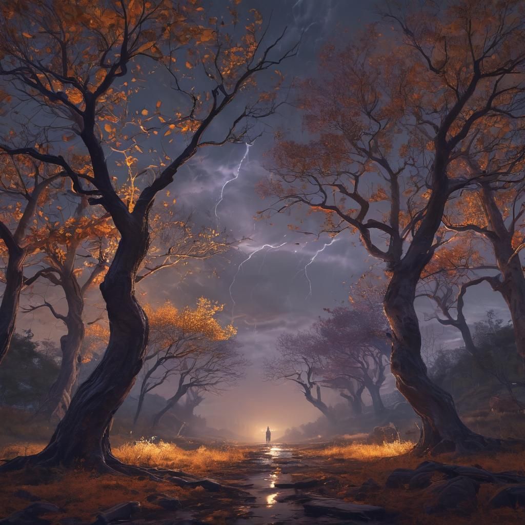 Windy Split-Screen Landscape, Matte Painting Style