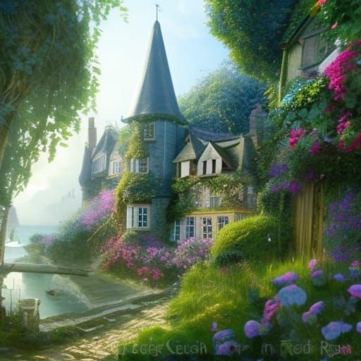 Victorian Seaside Village with Gothic Cottage Garden