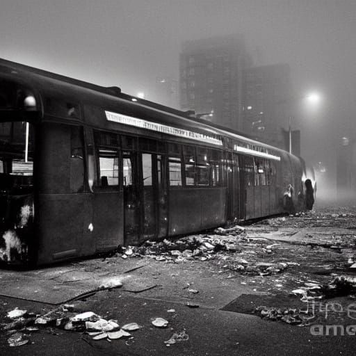 Gritty Subway Station in Film Noir Style