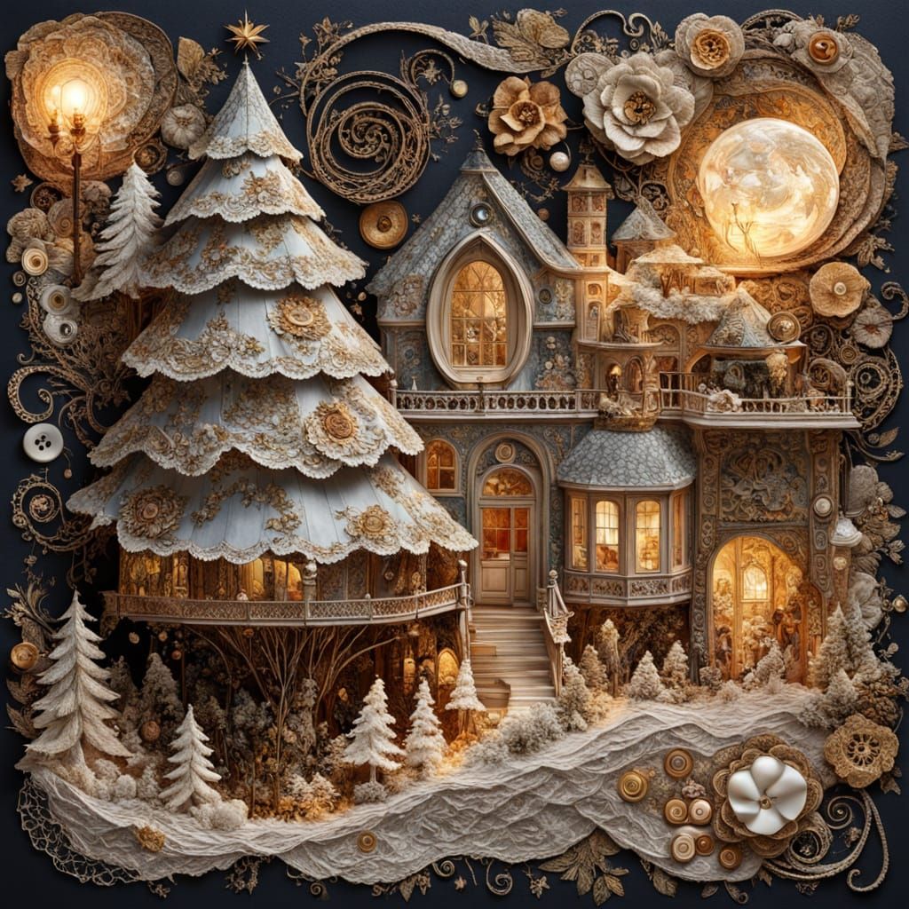 Detailed Christmas Collage of Textures and Materials