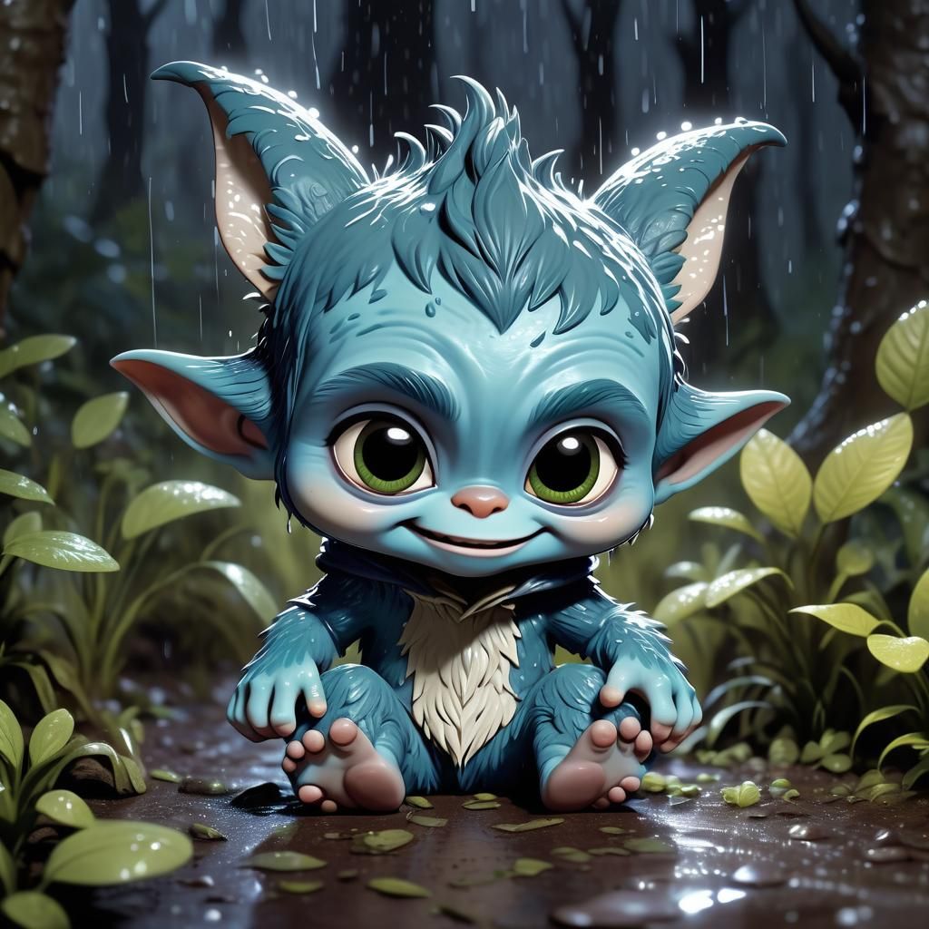 Chibi Gremlin in Magical Forest, Anime Style