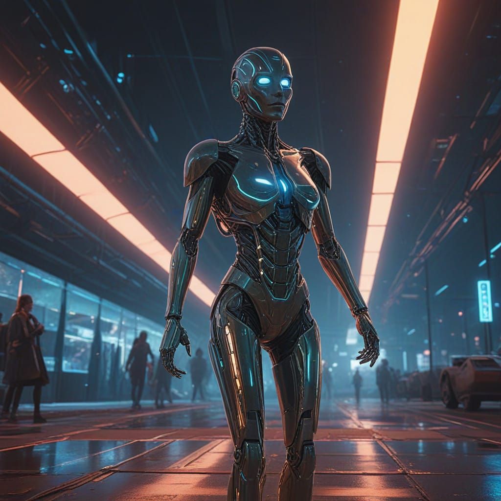 Futuristic AI in Cyberpunk Aesthetic