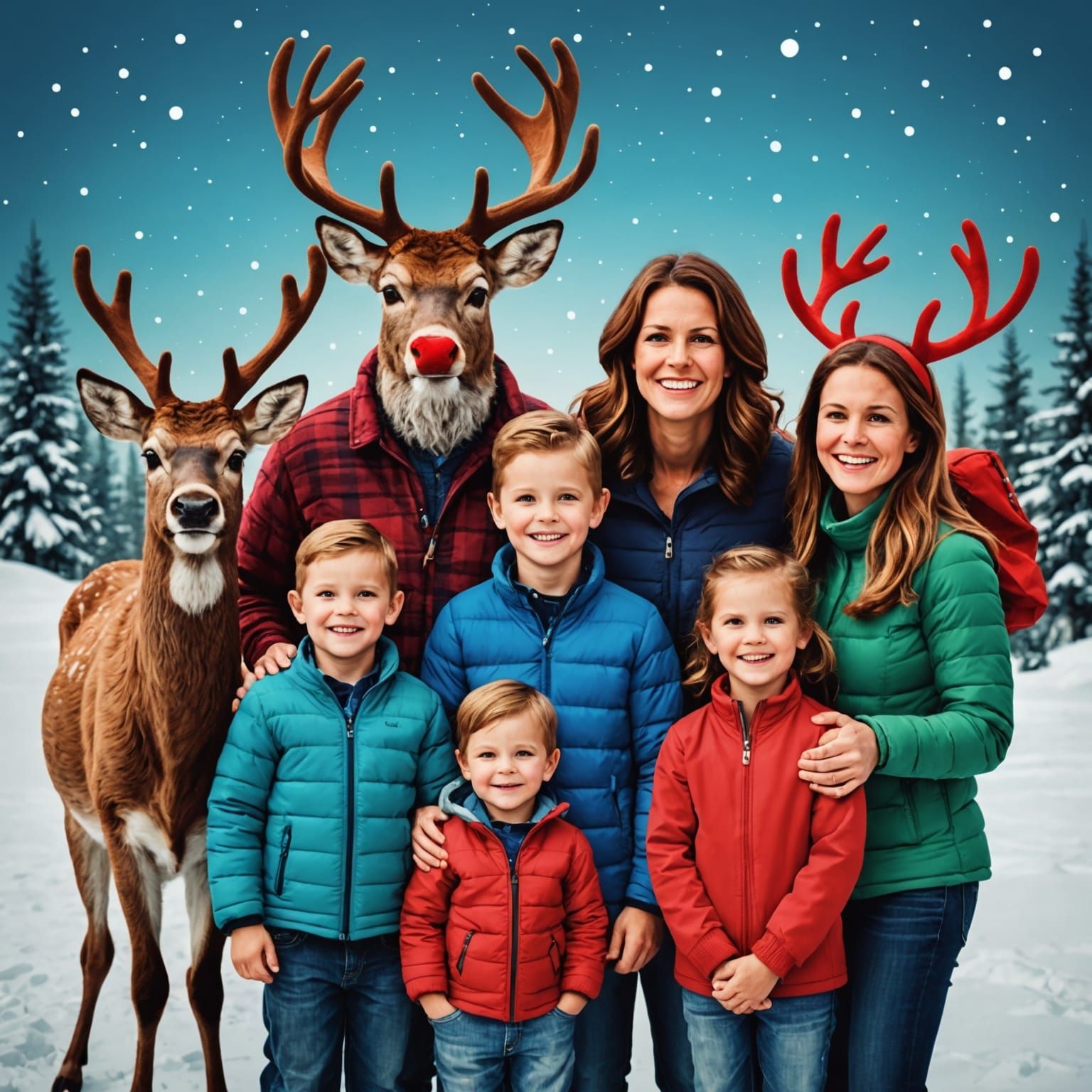 Festive Family Photo Bomb by Rudolph