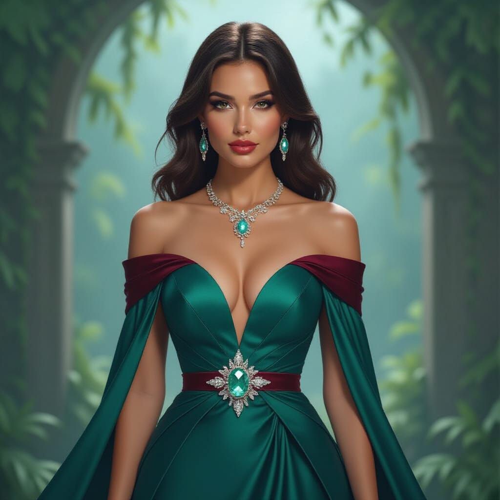 Woman in Crystal Dress: Futuristic Mystical Art