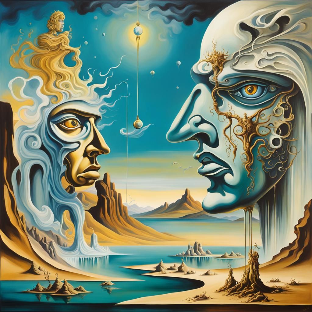 Saga of Geminis Saint Seiya: A Surreal Oil Painting