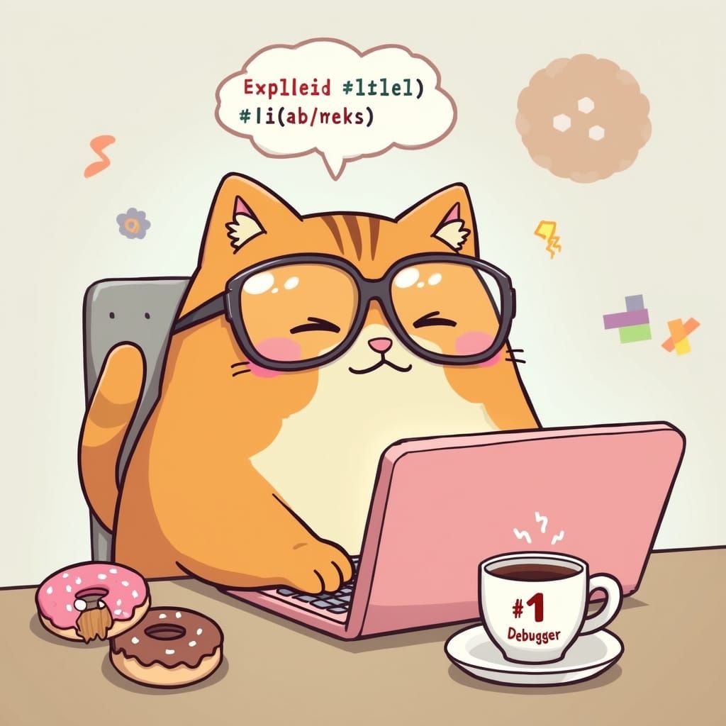 Kawaii Cat Debugging with Rainbow Code