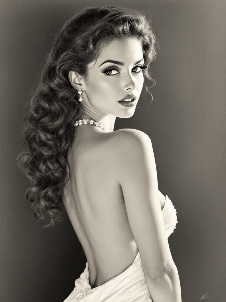 Flirtatious Pin-Up Model in Soft, Luminous Light