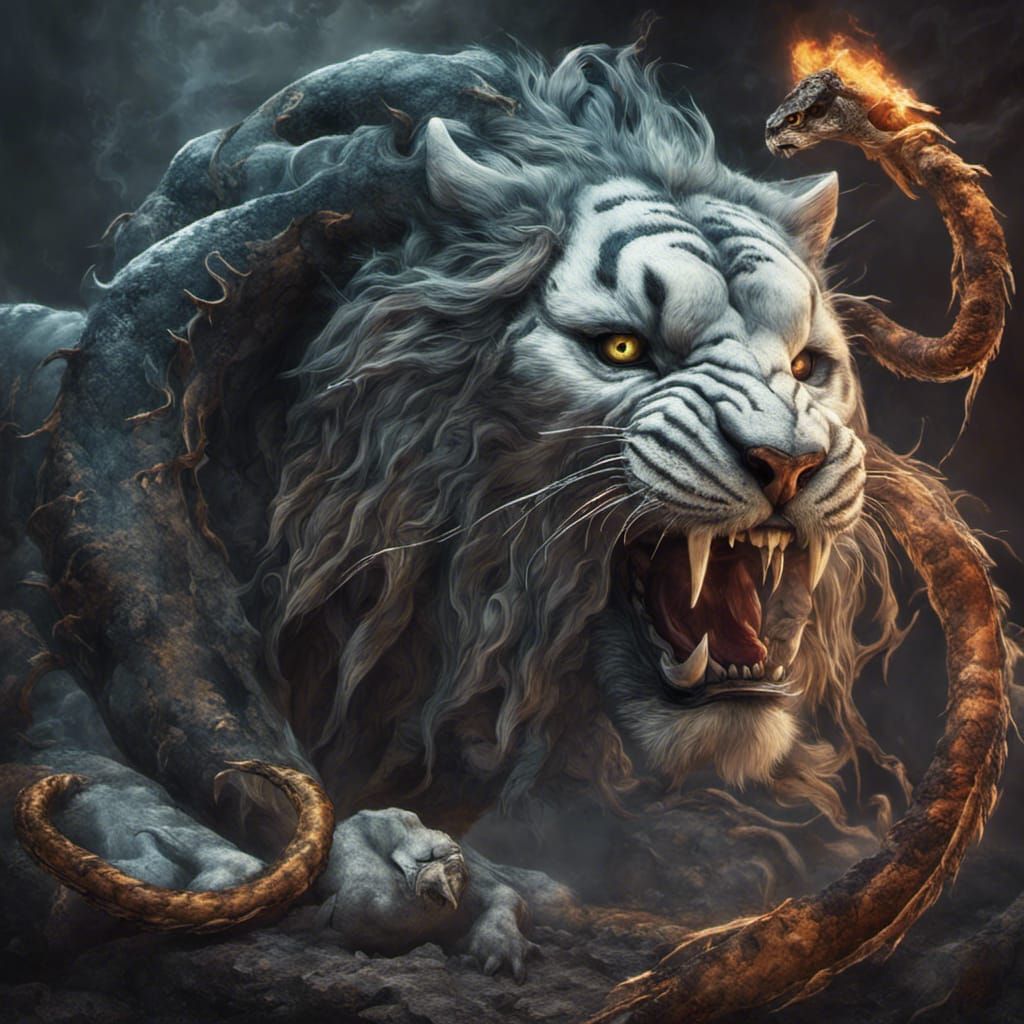 Fantastical Ghost with Lion Mane and Scorpion Stinger