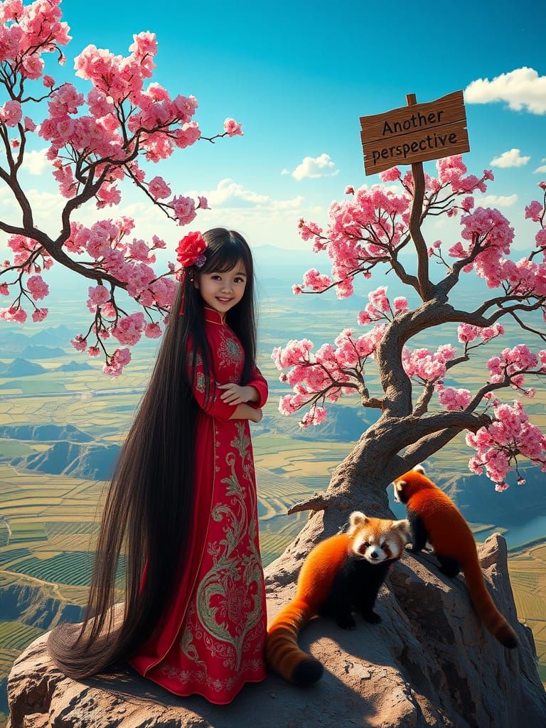 Serene Chinese Beauty Amidst Vibrant Steppes