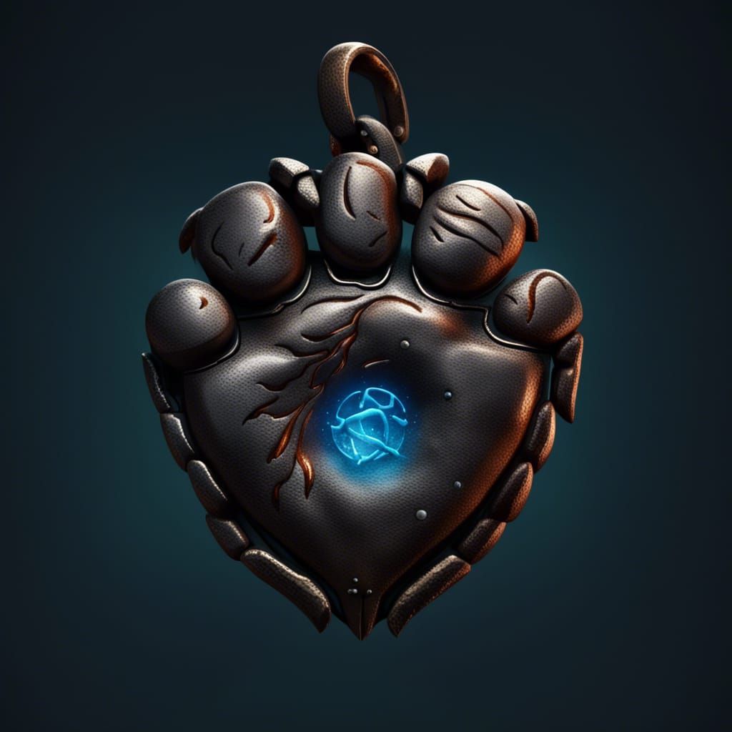 Iron Bear Paw Amulet: Detailed Matte Painting