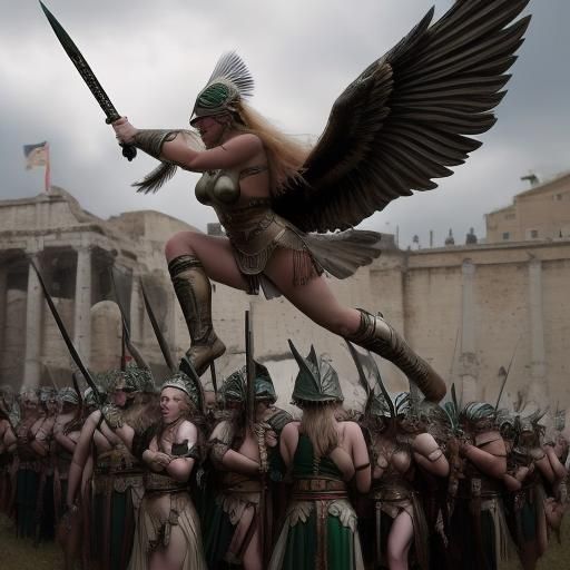 Valkyrie Fight with Dark Angels in Roman Era