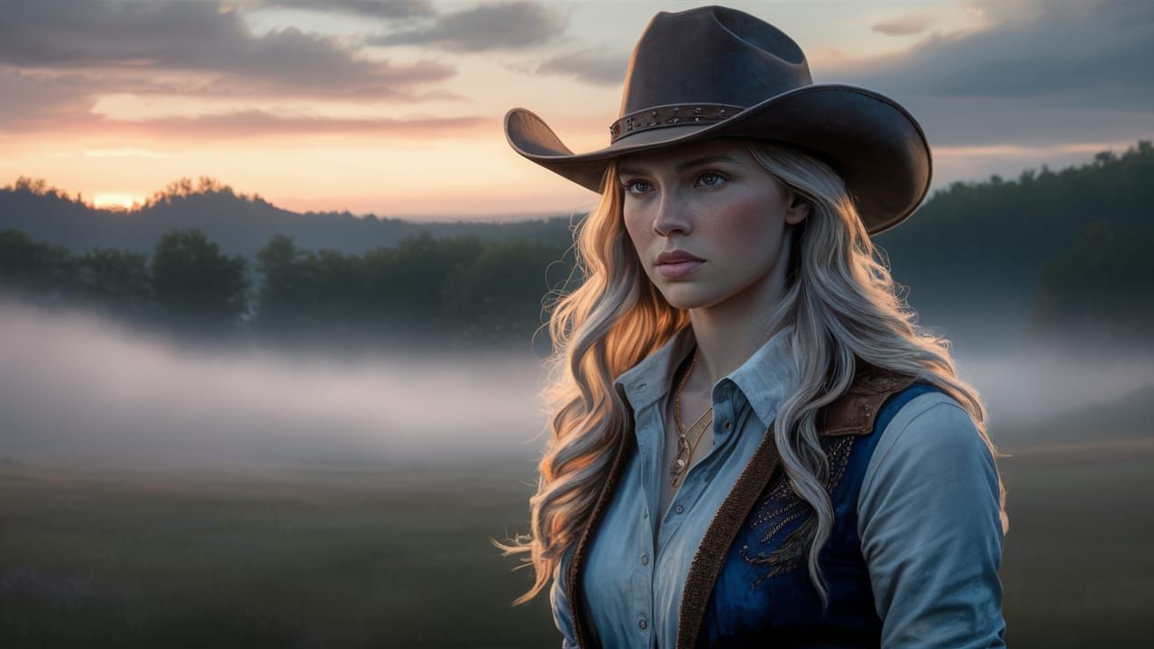Watercolor Portrait of a Gunfighter in Ethereal Light