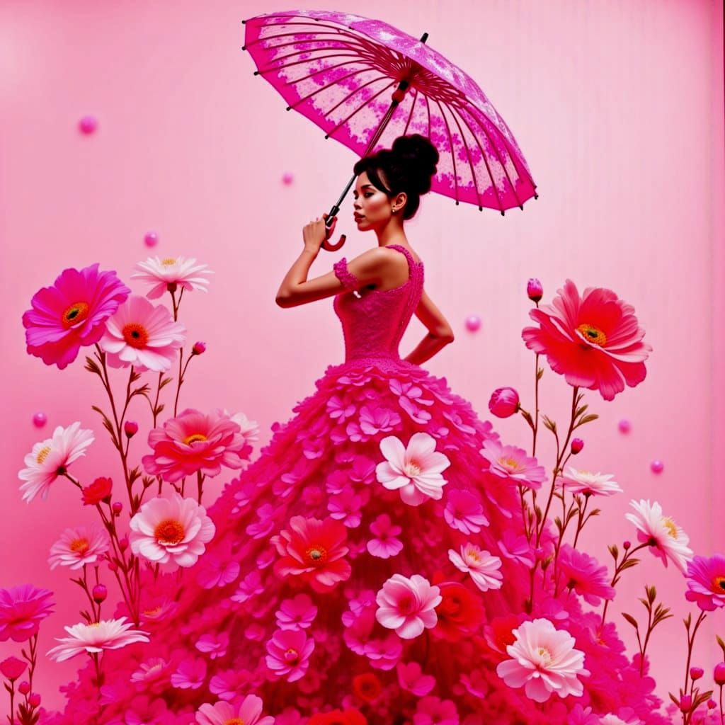 A Pink Floral  Dress