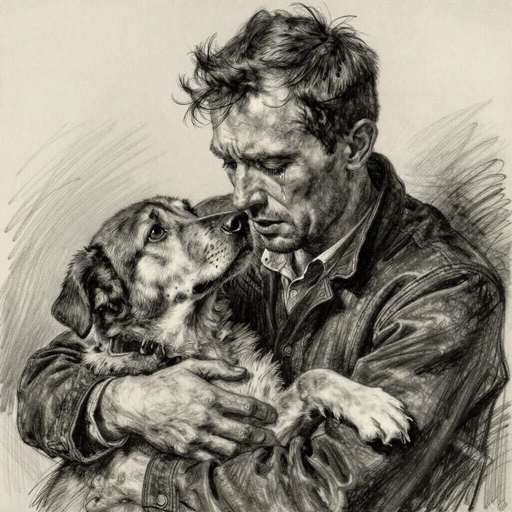 Man's Anguish and Dog's Empathy