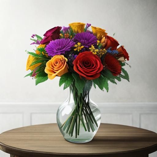 Hyperreal Bouquet in Vases, Sharp Focus