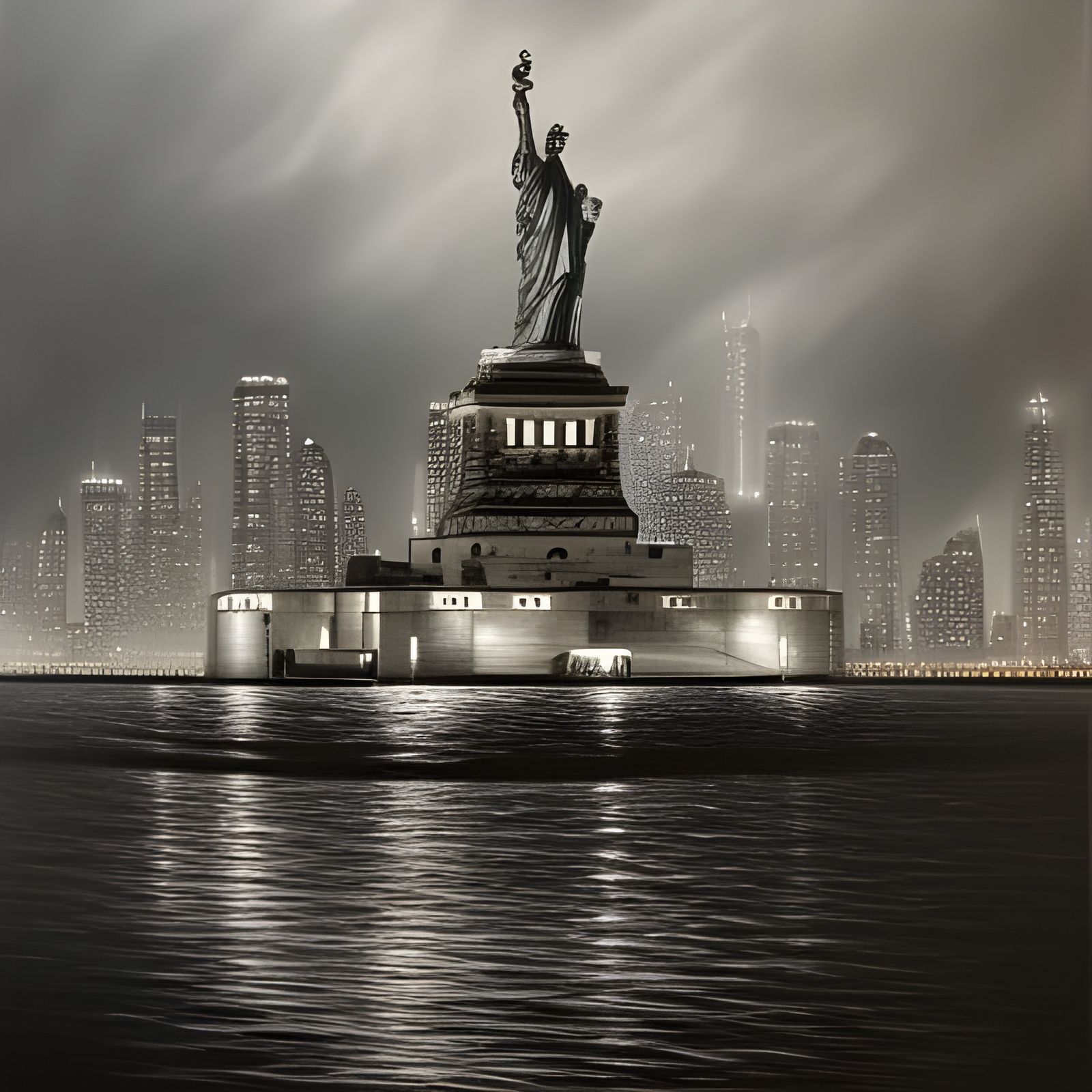 Statue of Liberty in Hyperdetailed Charcoal Drawing