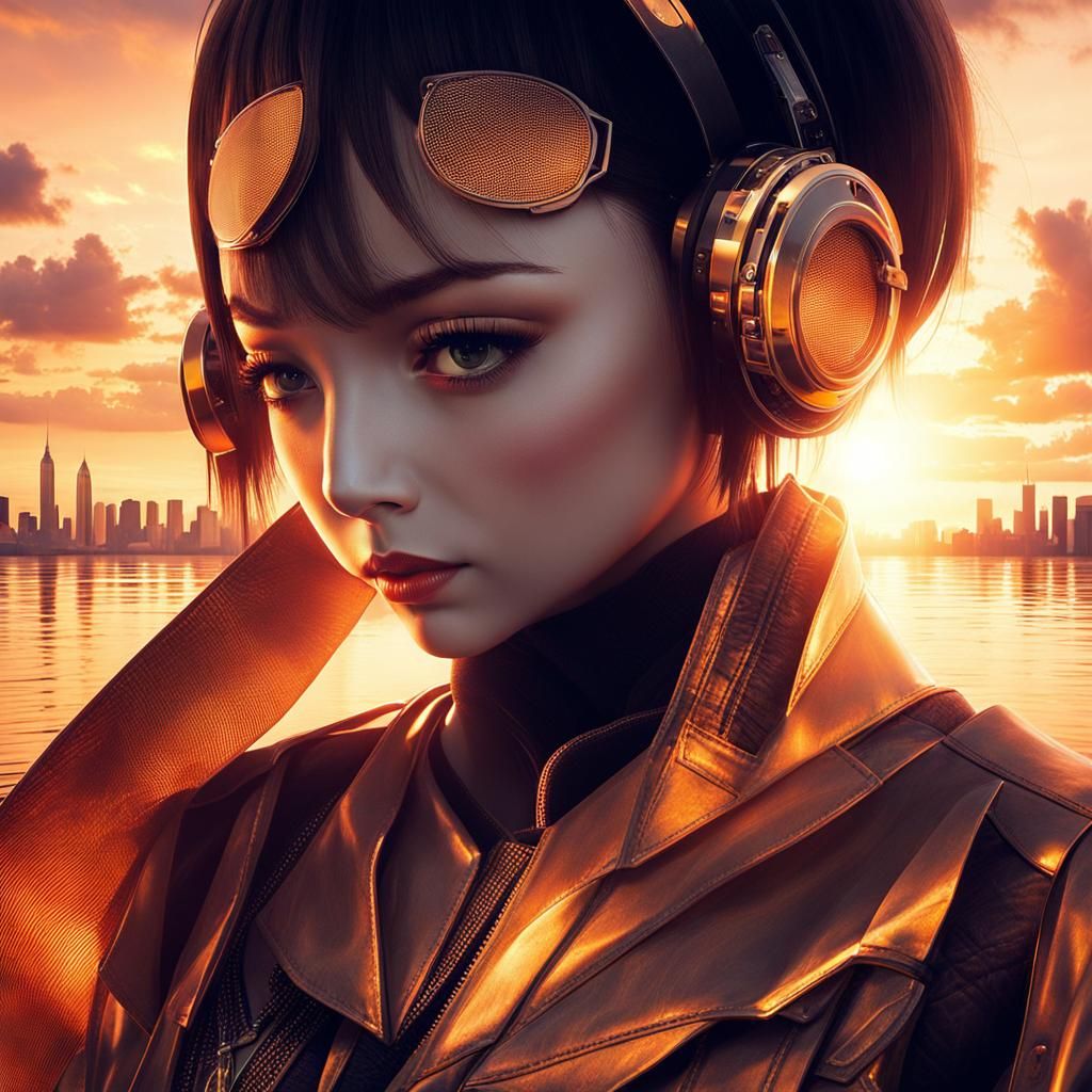 City Skyline at Sunset Across the Water