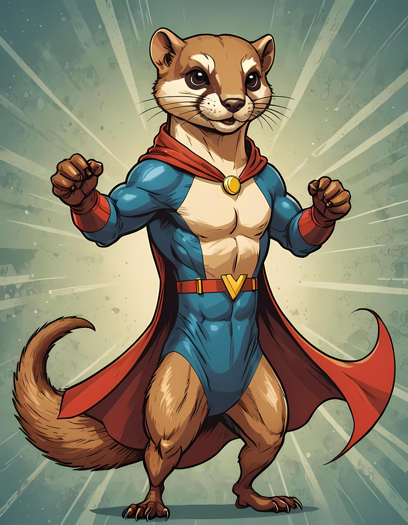 Weasel Superhero in Modern Comics Style
