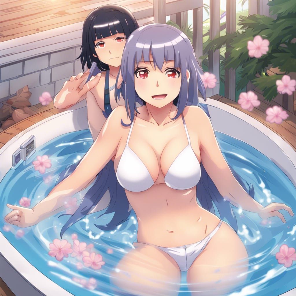 Anime Girls in Hot Tub, Manga Style
