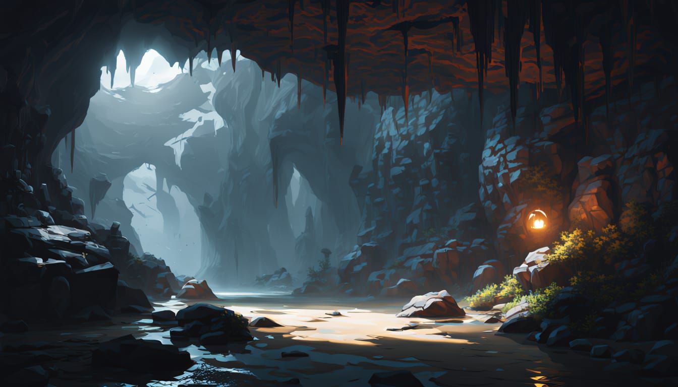 Eerie Creature in Dark Cave - 3D Anime Art