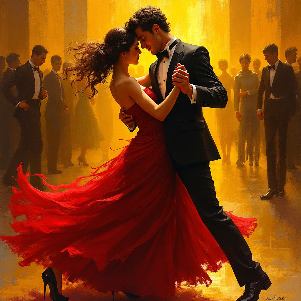 Passionate Tango Dance in Cubist Style