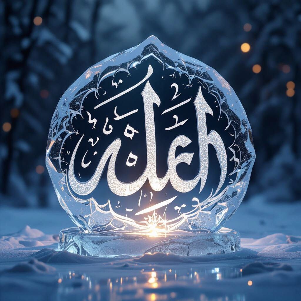 Majestic 3D Arabic Calligraphy on Ice