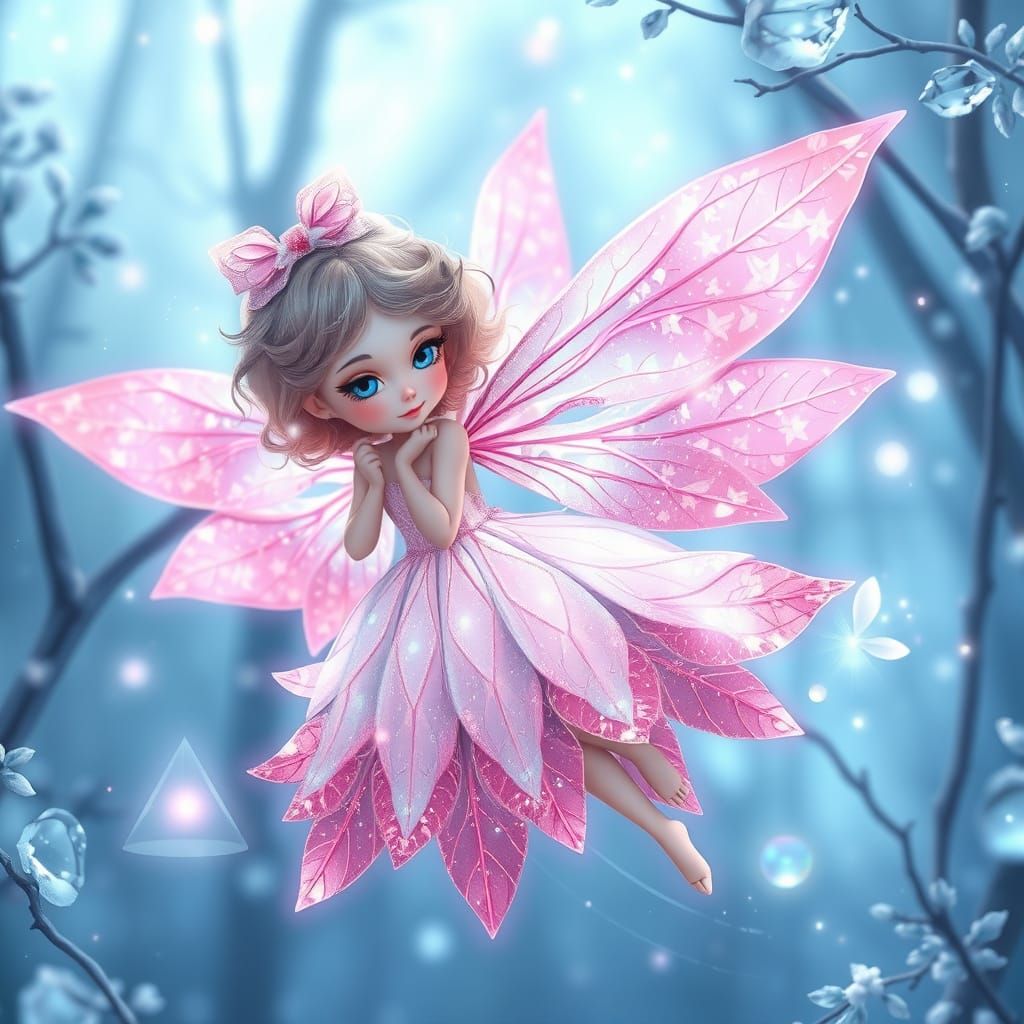 Fairy in Frozen Forest with Ice Magic