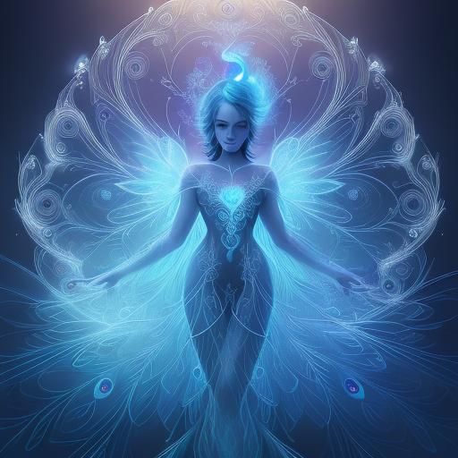 Neon Peacock Optical Fiber in Ethereal Style