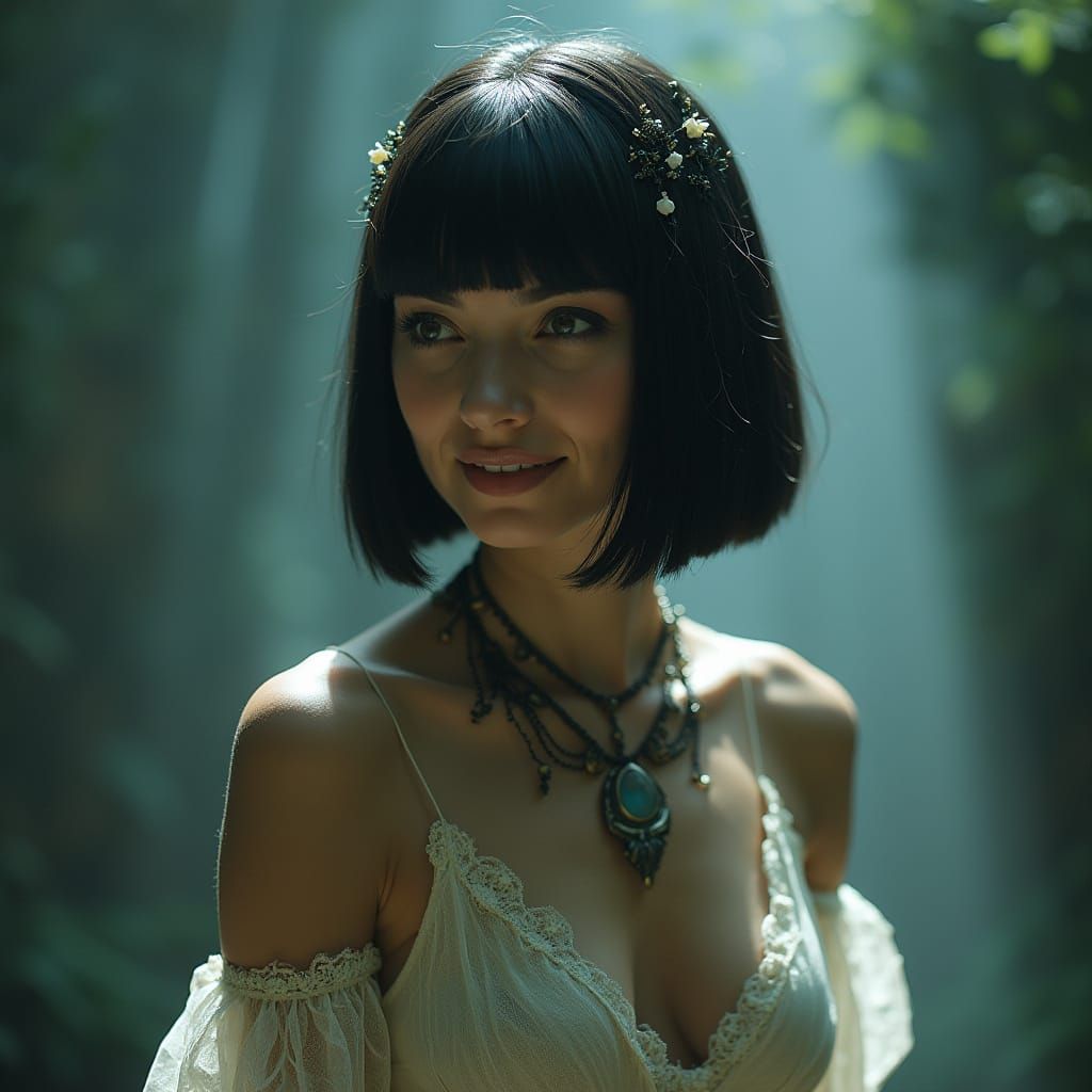 Mystical Woman with Egyptian Bob & Shimmering Accents