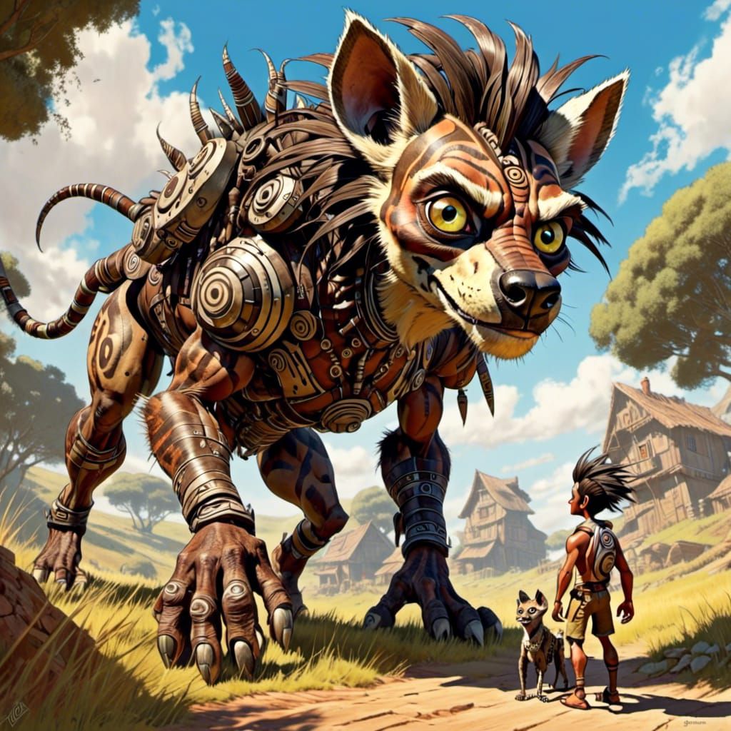 Hyena Man Tribal Warrior Digital Rendering