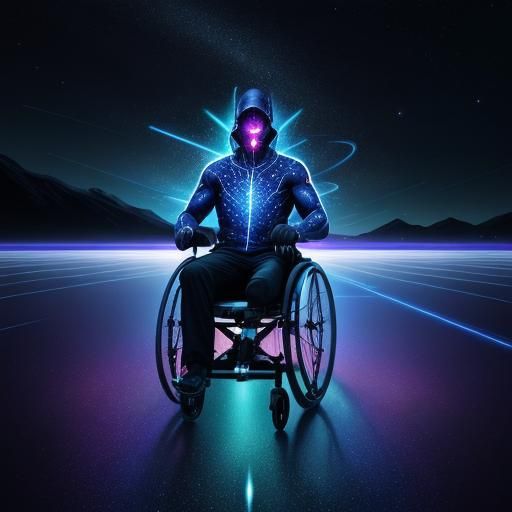 Paralympic Athlete Sprinting: Cosmic Digital Matte Painting