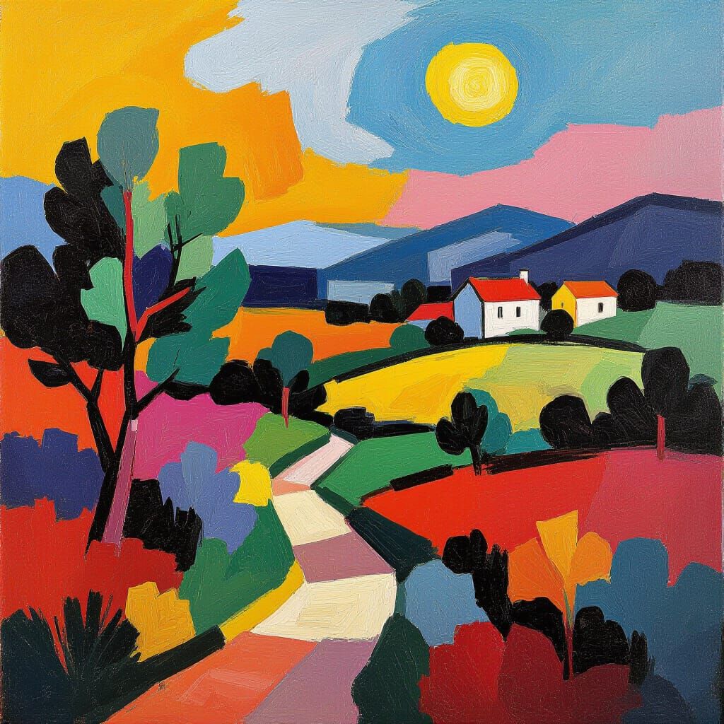 Fauvist Abstract Landscape With Bold Colors