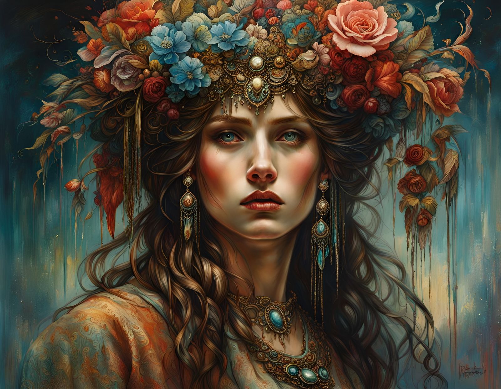 Bizarre Eerie Scene with Sparkling Water, Oil on Canvas