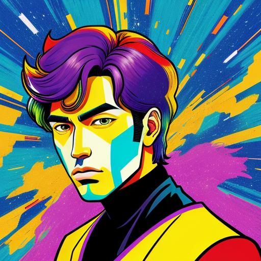 Disco Pop Manga Face in Contemporary Abstract Art