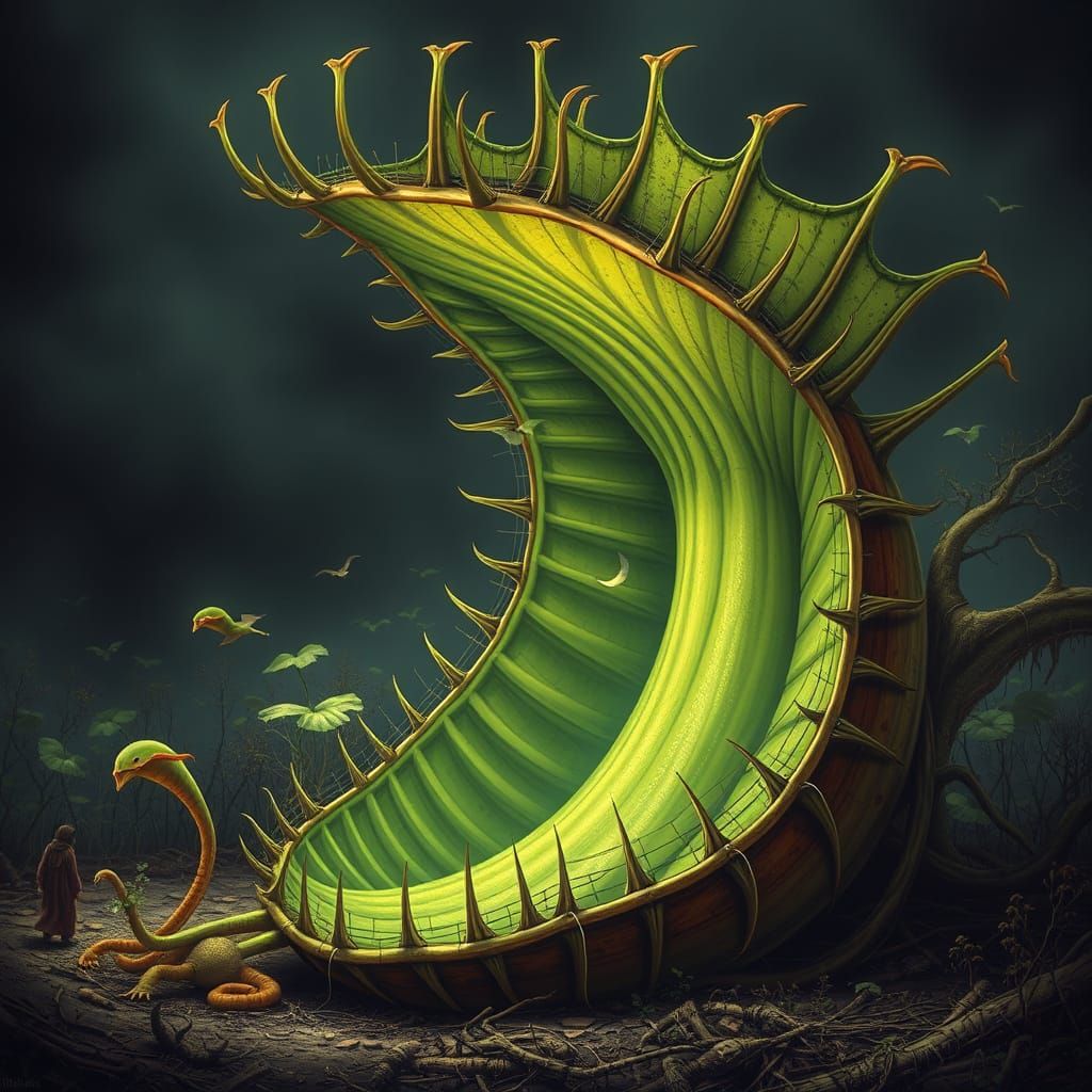 Giant Venus Fly Trap Dominates Dark, Moody Scene